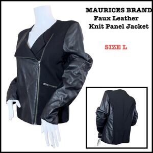 MAURICES BRAND Faux Leather Knit Panel Jacket SZ L $69
